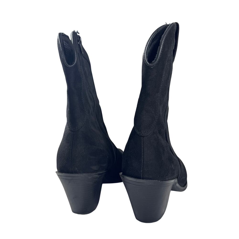 Universal Thread Jacey Western Ankle Boots Black Heeled Women's 11 Suede - Picture 7 of 8